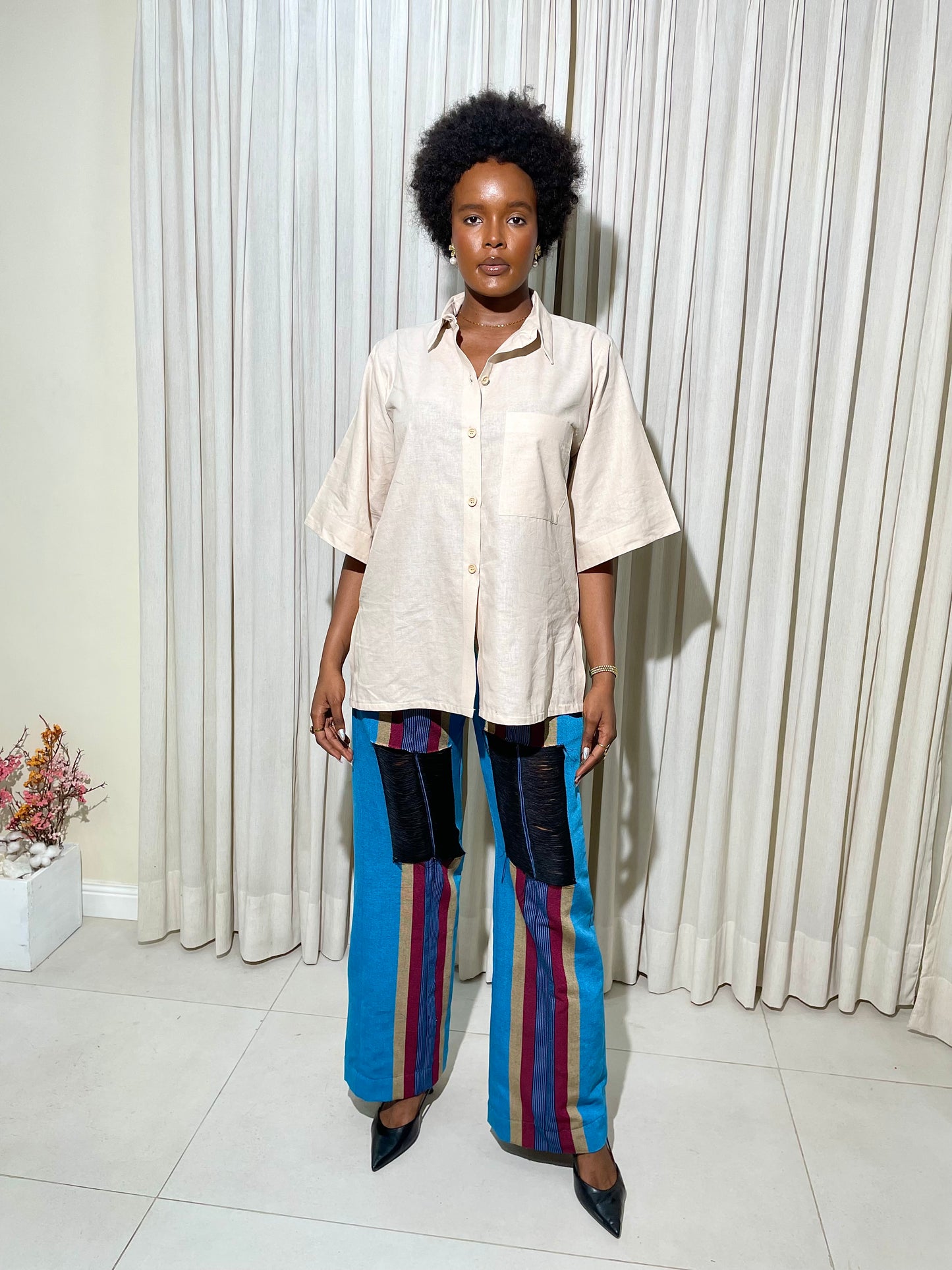 CERULEAN RIPPED PANTS