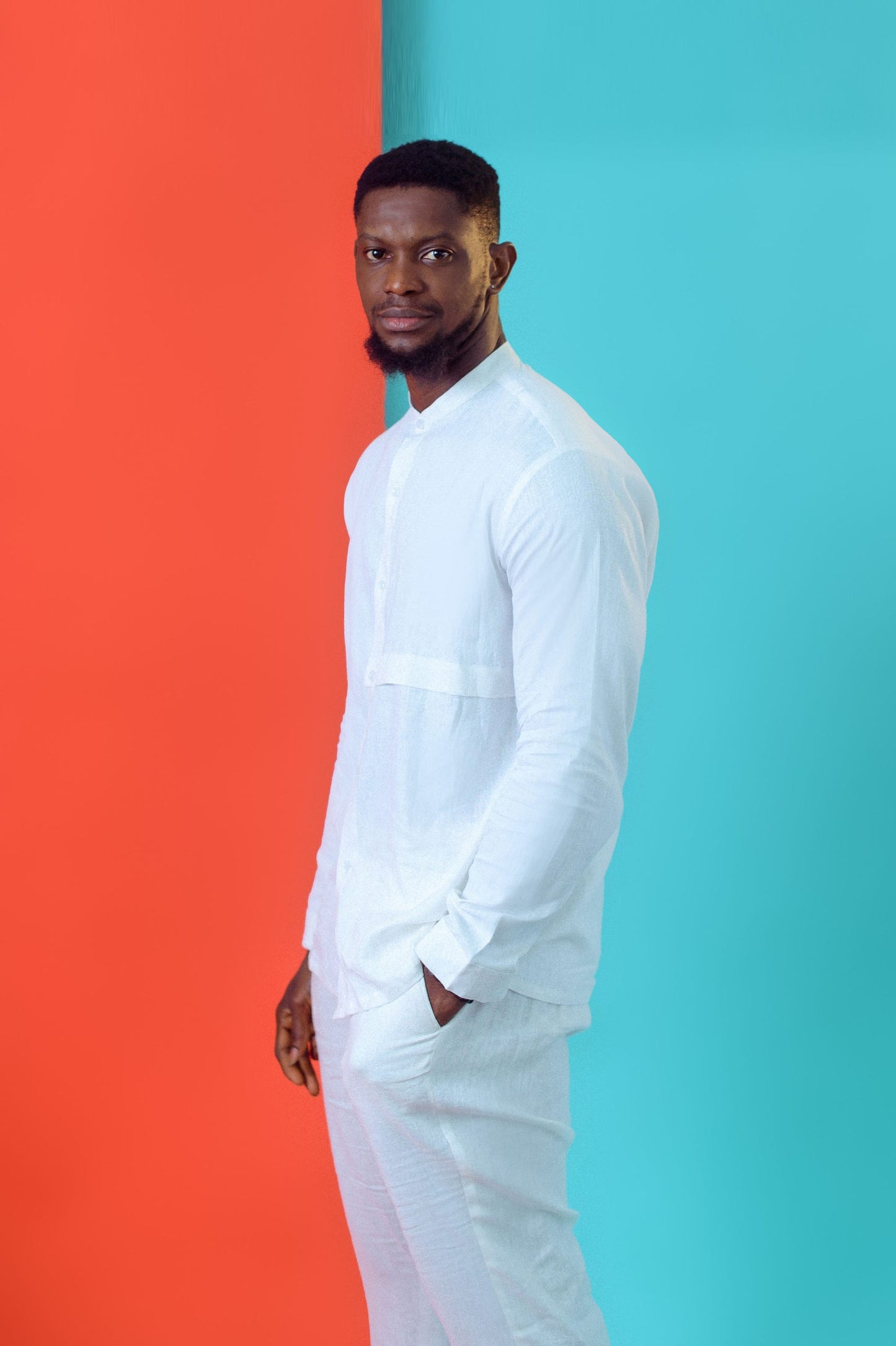 WHITE LINEN TROUSER SET