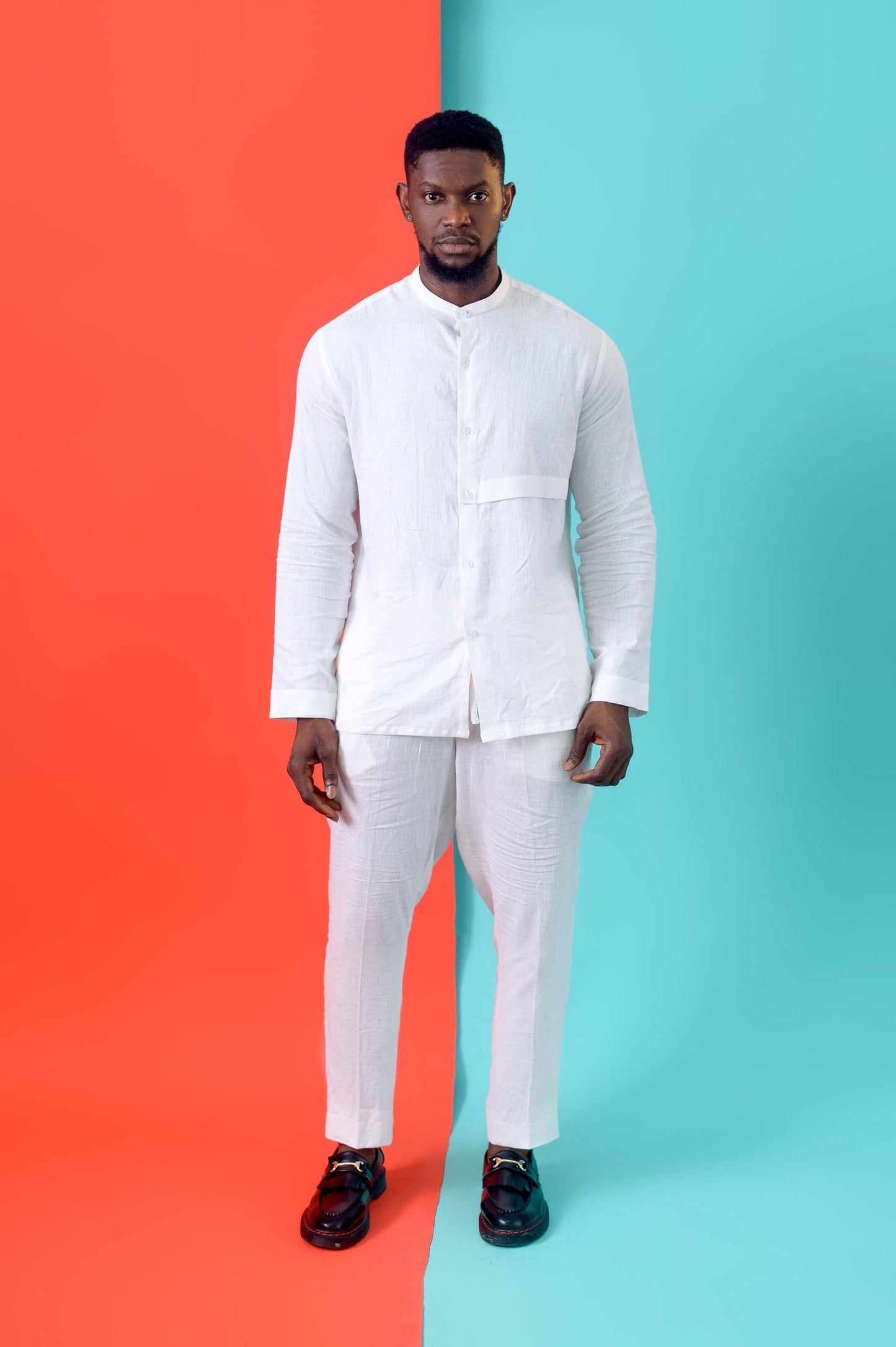 WHITE LINEN TROUSER SET