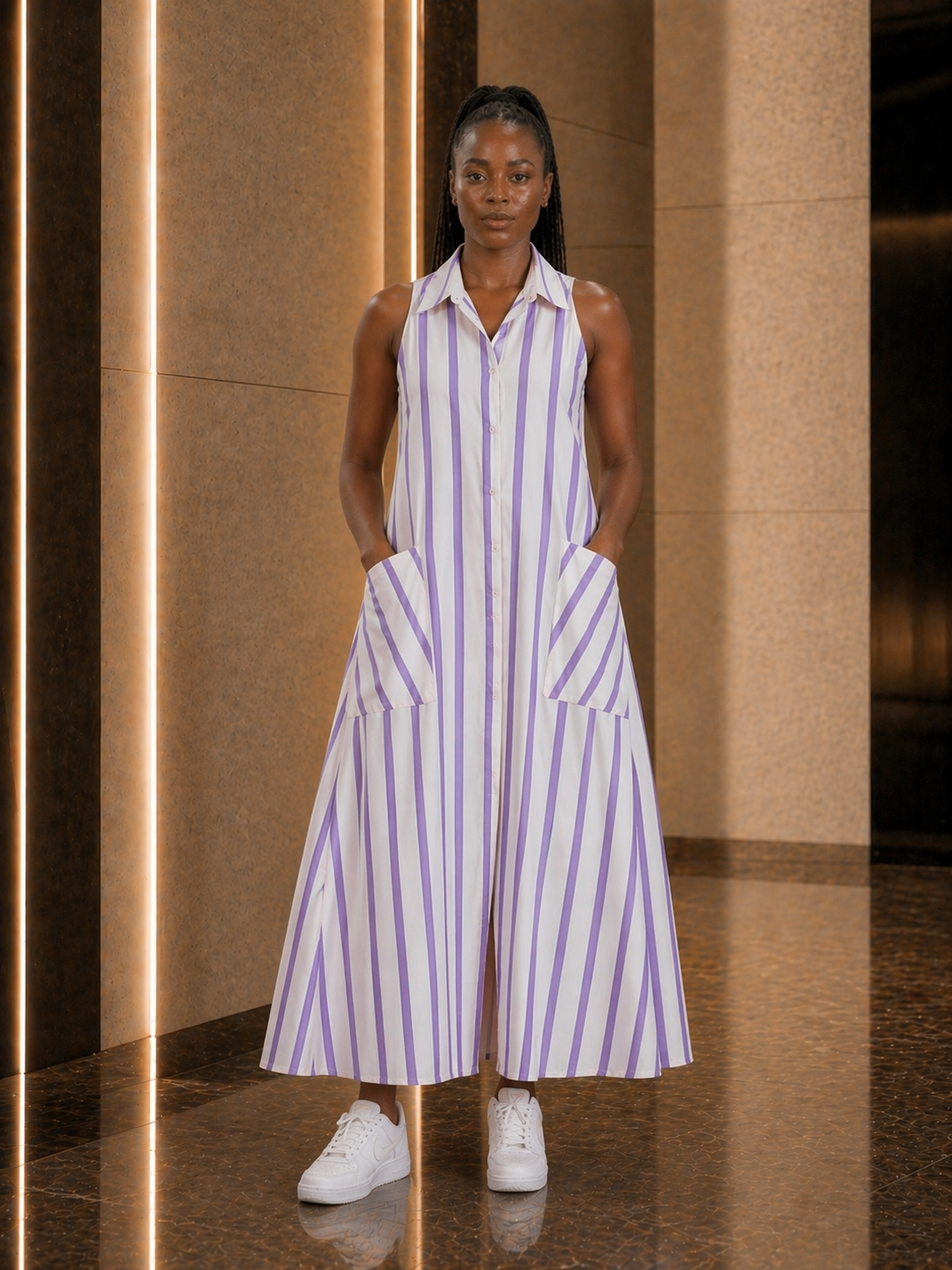 STRIPE SHIRT DRESS