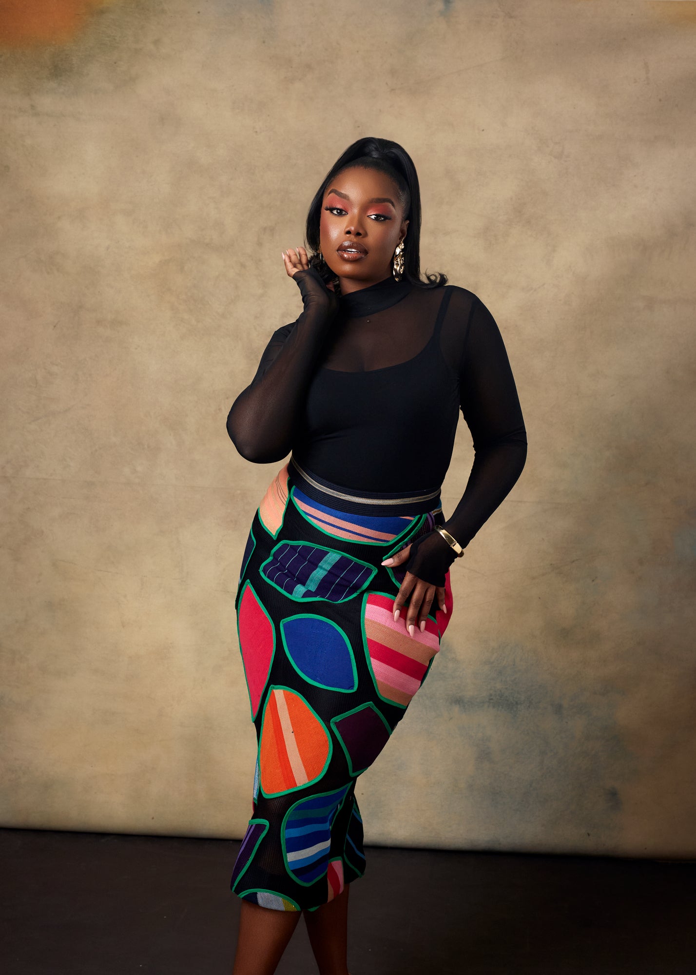 PATCHWORK MIDI SKIRT