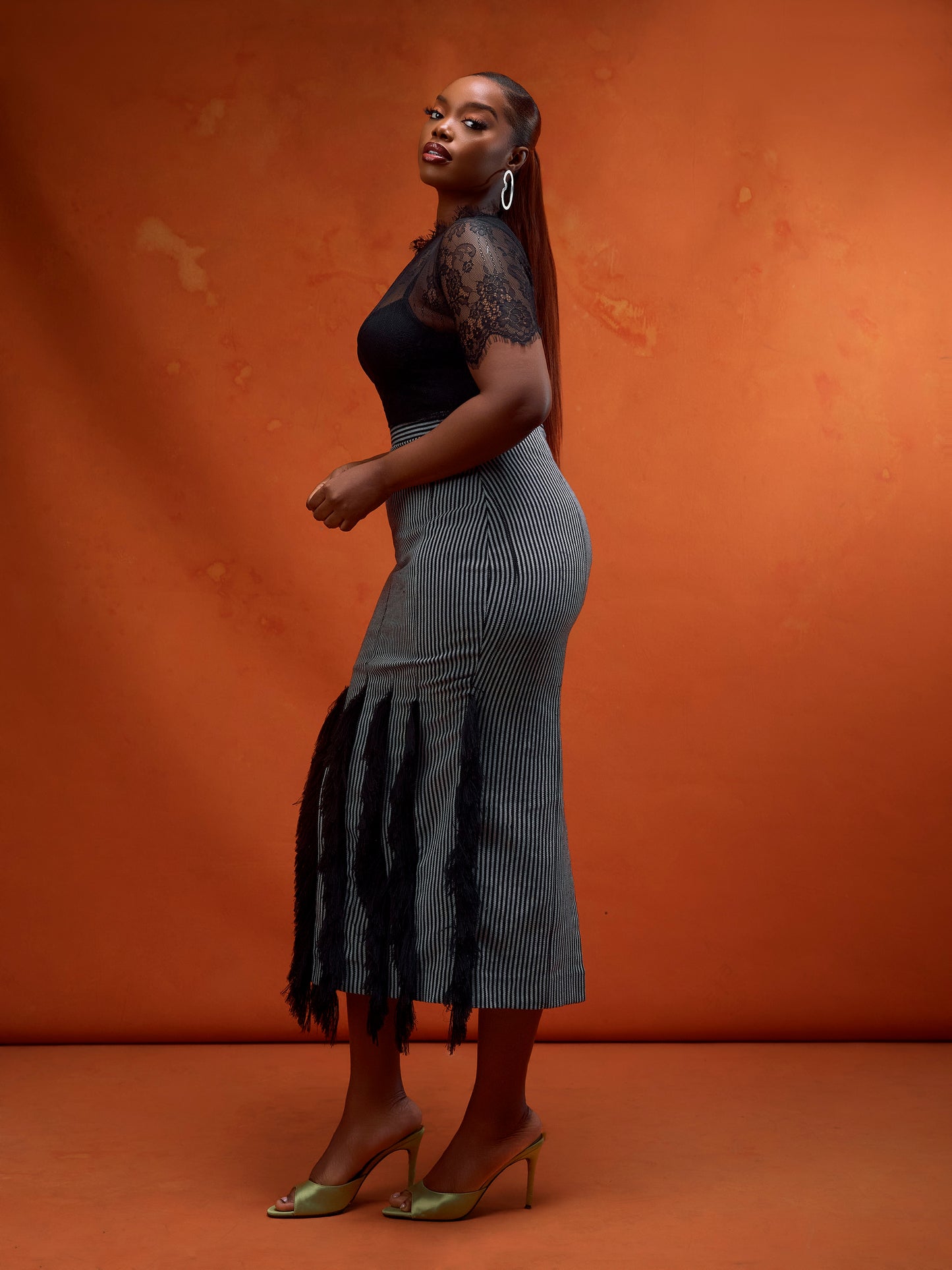 FRINGE DETAIL ASO-OKE SKIRT
