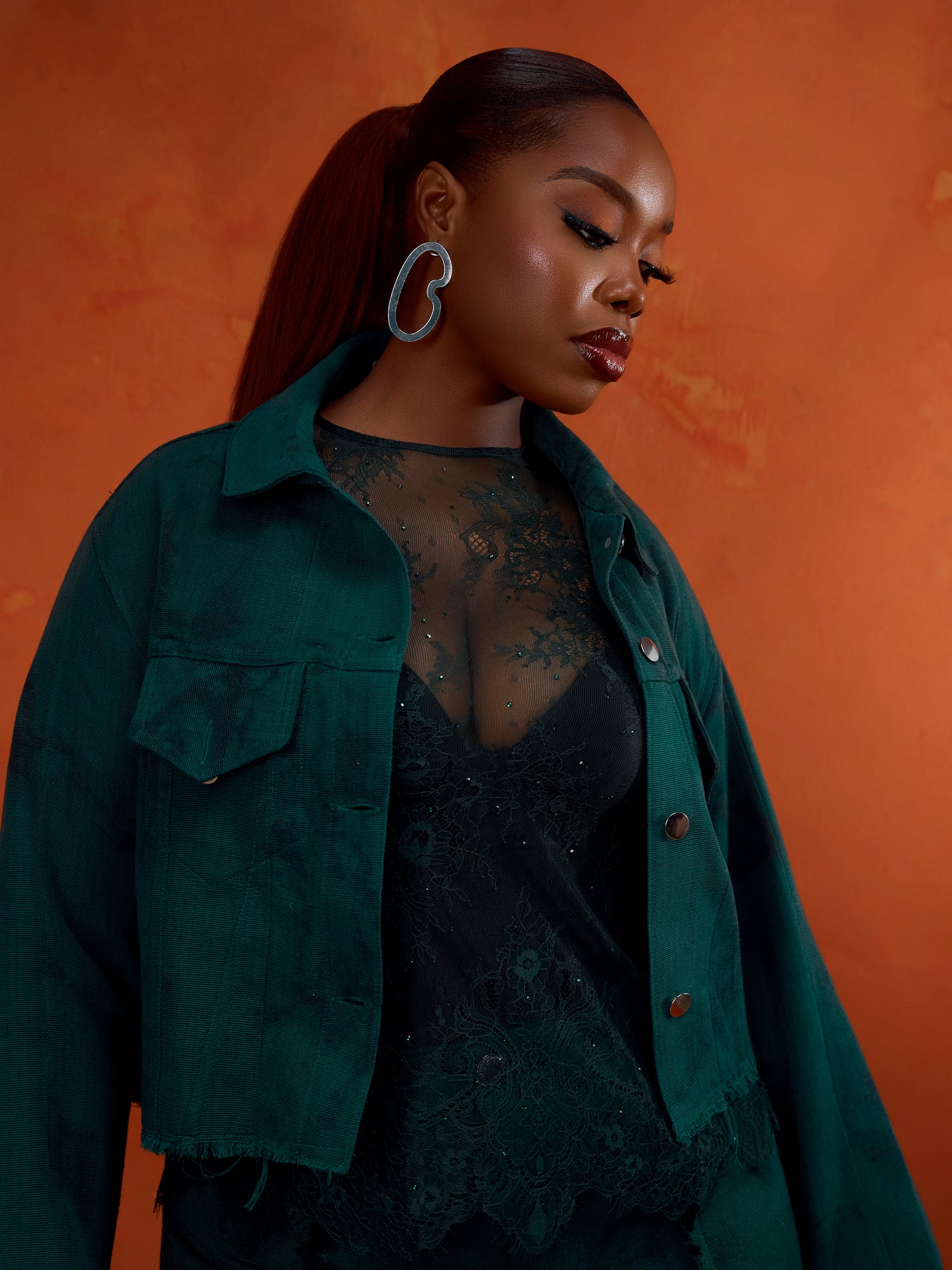 CROPPED TRUCKER JACKET (GREEN)