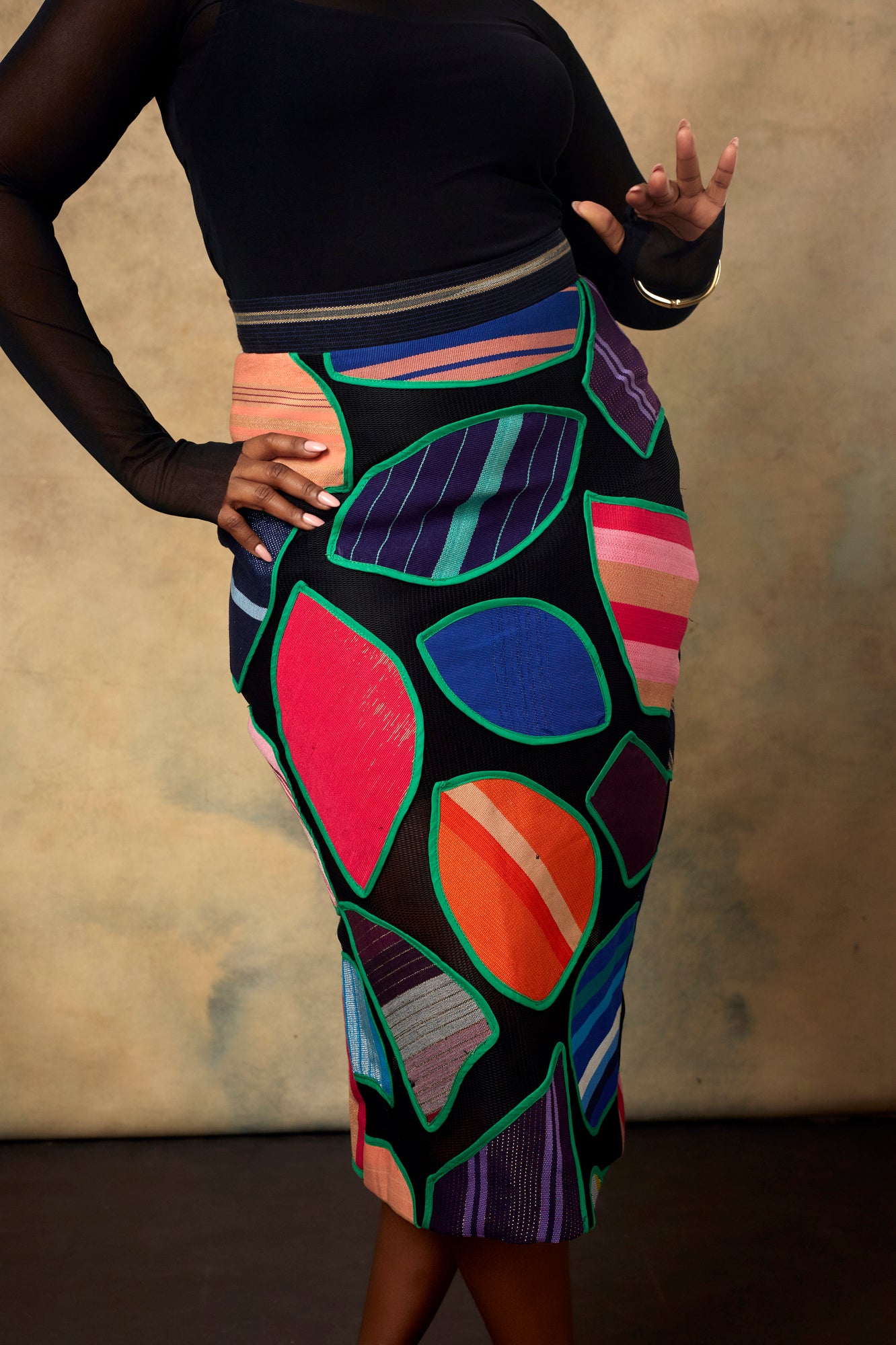PATCHWORK MIDI SKIRT