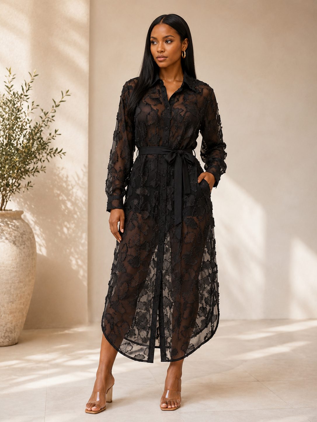 CHIFFON SHIRT DRESS