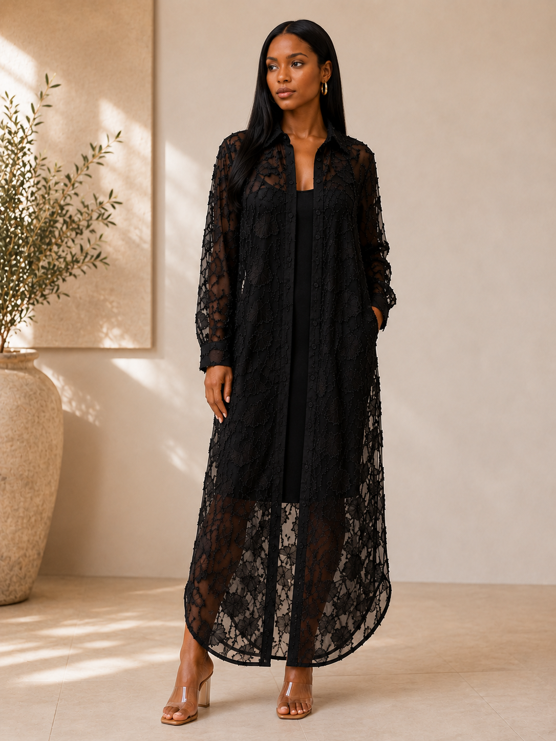 CHIFFON SHIRT DRESS
