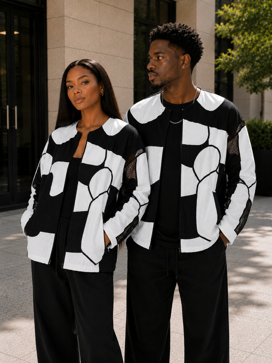 BLACK/WHITE PATCHWORK JACKET