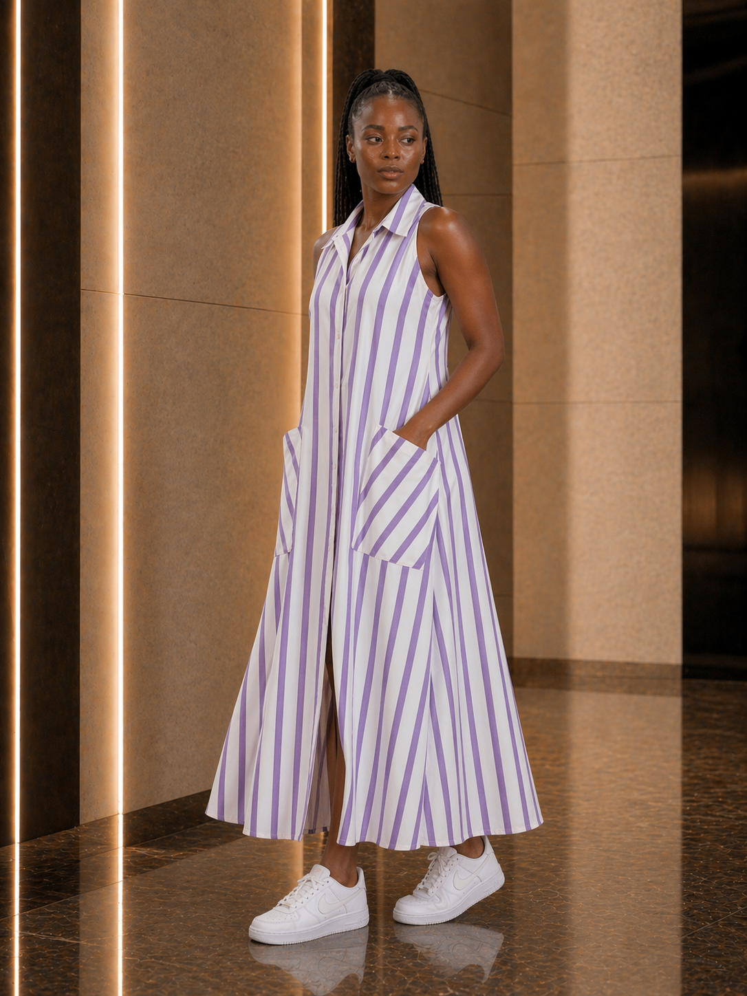 STRIPE SHIRT DRESS