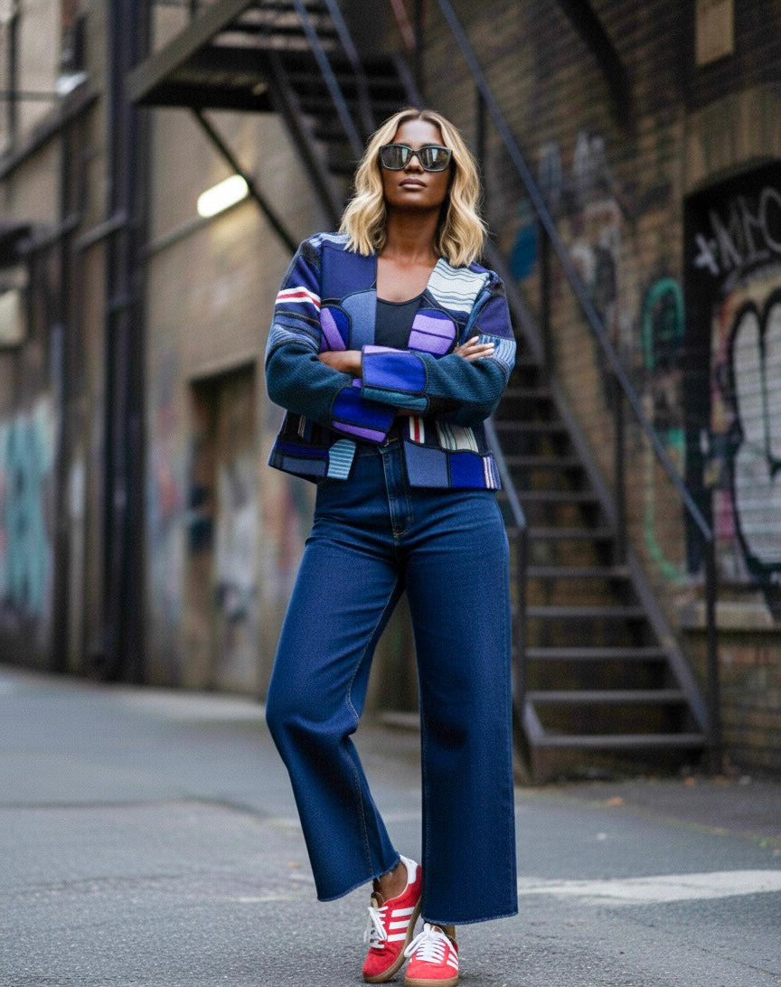 PATCHWORK JACKET (DARK SHADES OF BLUE)