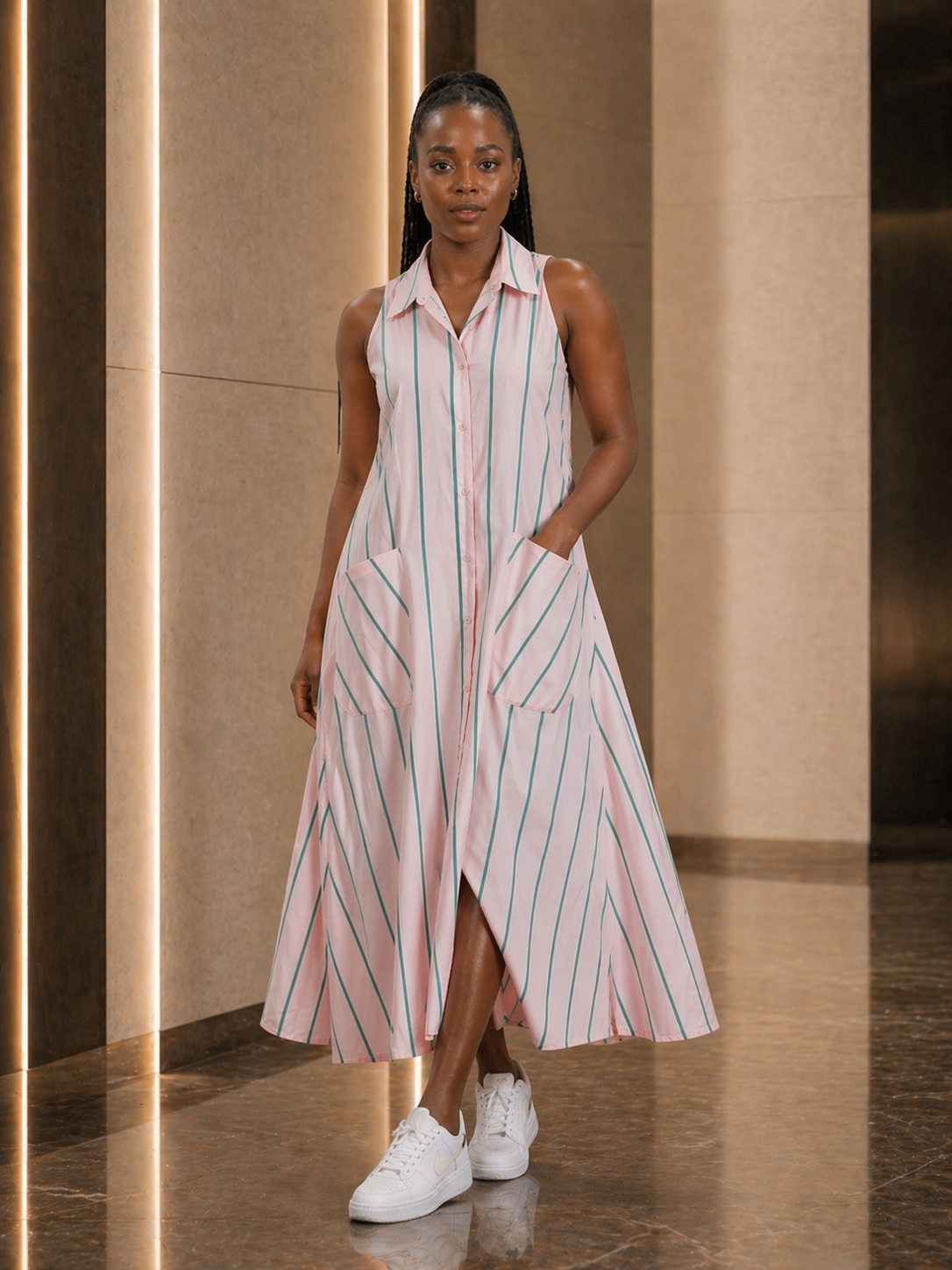 STRIPE SHIRT DRESS
