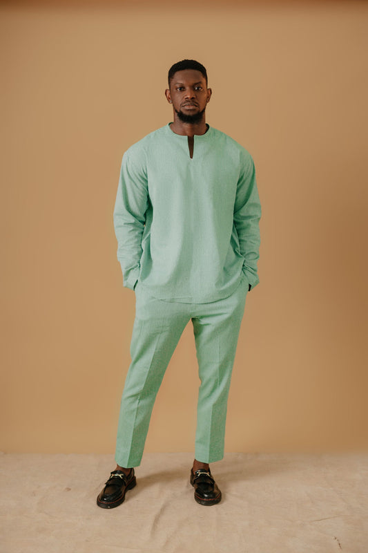 MINT LINEN TROUSER SET