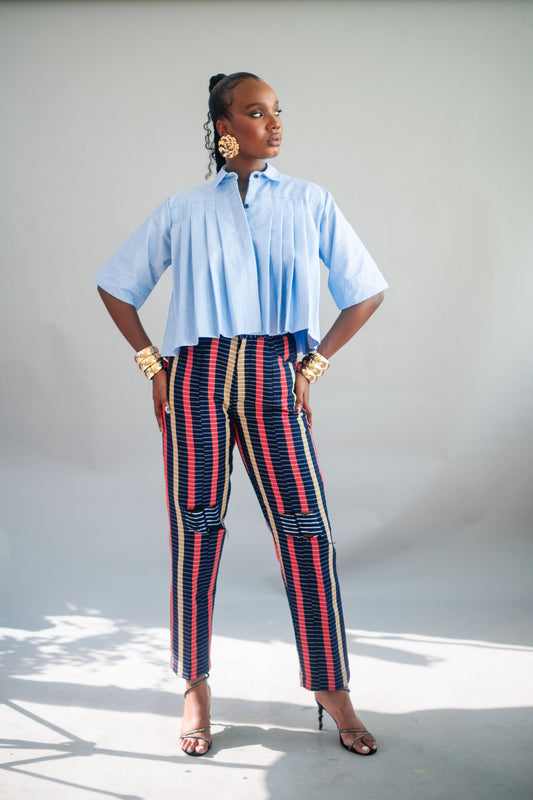 GRID RIPPED PANTS